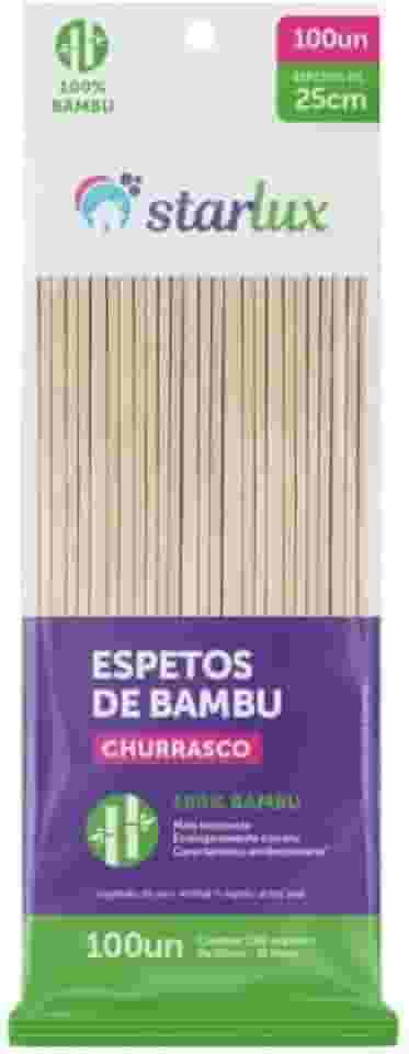 Starlux - Espeto para Churrasco Bambu 4 mm x 25 cm 100 Unidades | Food Grade | Sustentável e Resistente