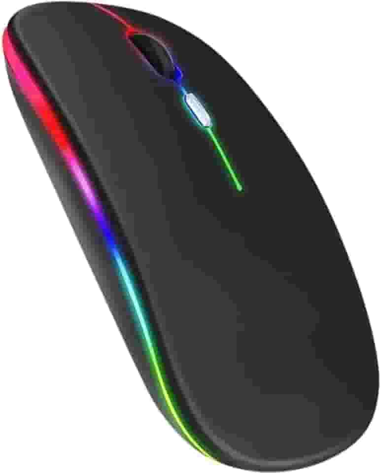Mouse Óptico Sem Fio Recarregável 3200dpi Wireless Led Rgb Colorido Ergonômico Usb 2.4 Ghz para Notebook Computador Pc Desktop TV Smart