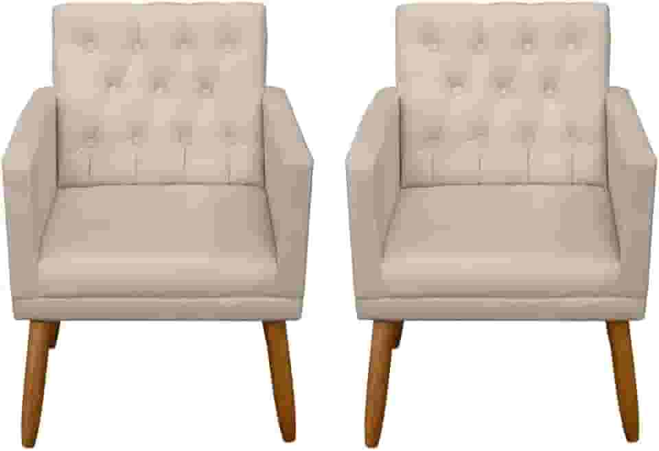Kit 2 Poltronas Cadeira Decorativa para sala de estar recepção reforçada (Bege)