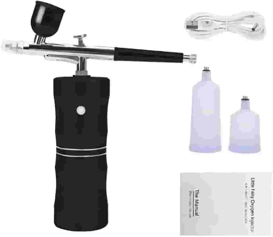 Kit Aerógrafo Compressor USB Recarregável Sem Fio Portátil Preto com Acessórios para Maquiagem, Nail Art, Artesanato Alto Padrão Great Home