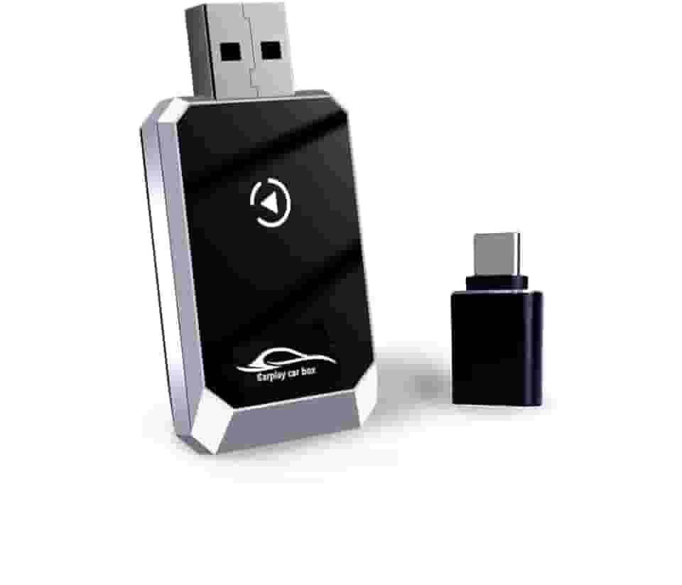 Adaptador CarPlay Android Auto 2 em 1 Sem Fio, Conversor Mini de CarPlay com Fio para Sem Fio Plug & Play, Conexão Rápida USB-A/C, Compatível com iPhone e a maioria dos modelos de veículos