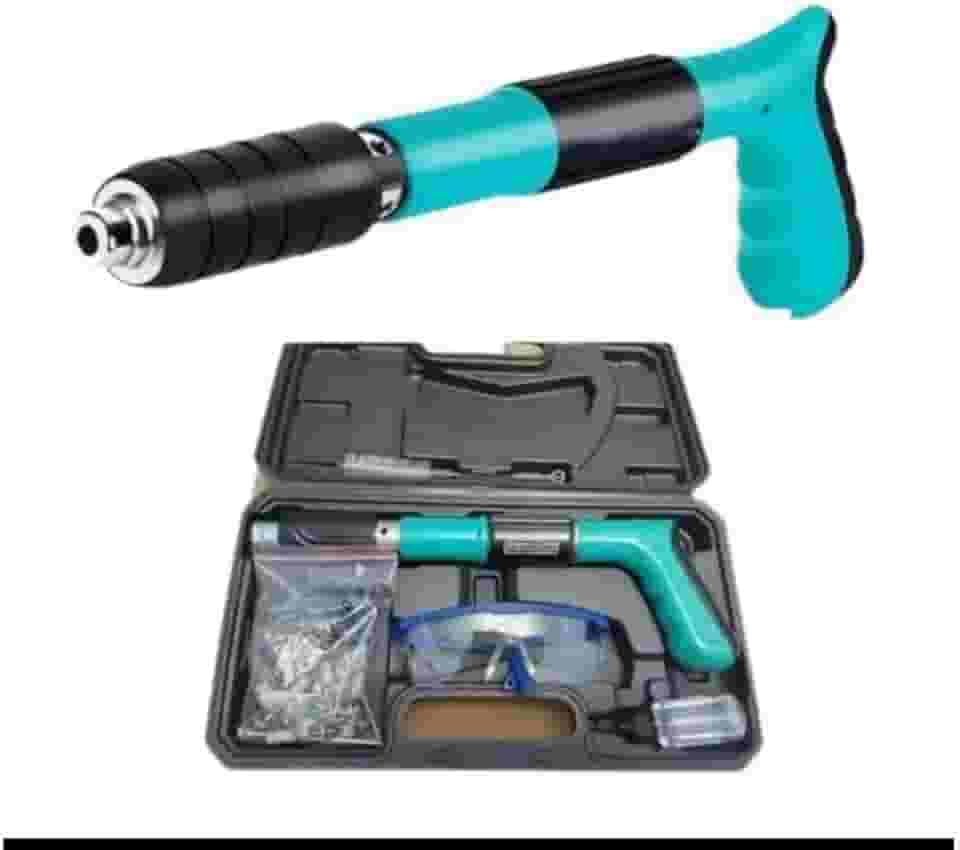 Kit Pistola de Fixação Finca Pino Ação Direta com 10 Pinos Óculos Proteção Maleta