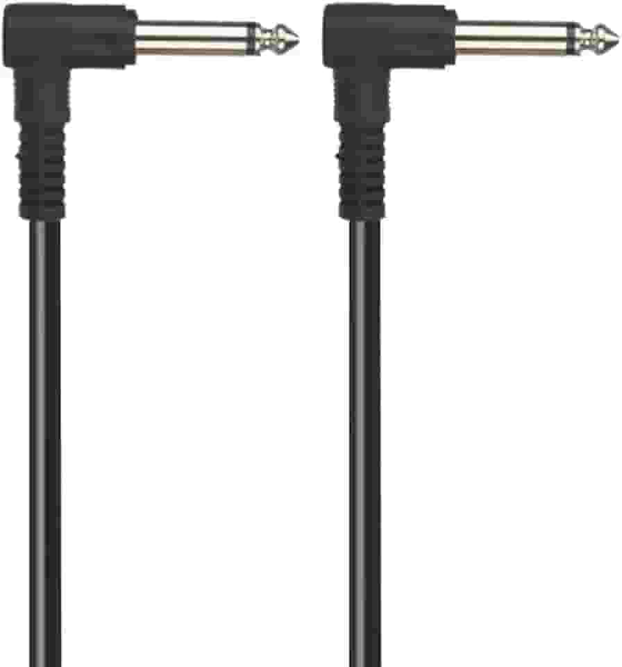 PluCable Cabo de audio P10 para P10 Mono 90 Graus P1002 Preto, Conexoes em metal, 20 centimentos