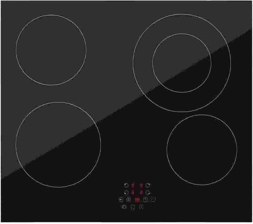 Cooktop Elétrico 4 Bocas 60cm Preto Vidro Temperado Controle Deslizante 220-240V