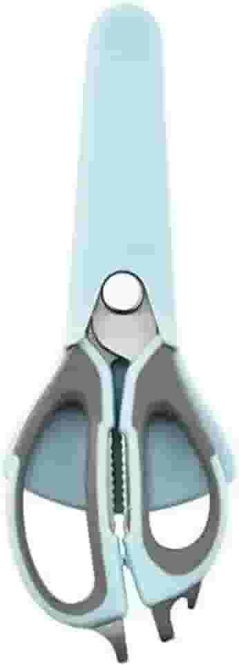 Tesoura de Cozinha Multiuso 7em1 Cabo Ergonômico 23cm Aço Inox Cortar Alimentos Frango Peixe Multiuso Premium (Azul)