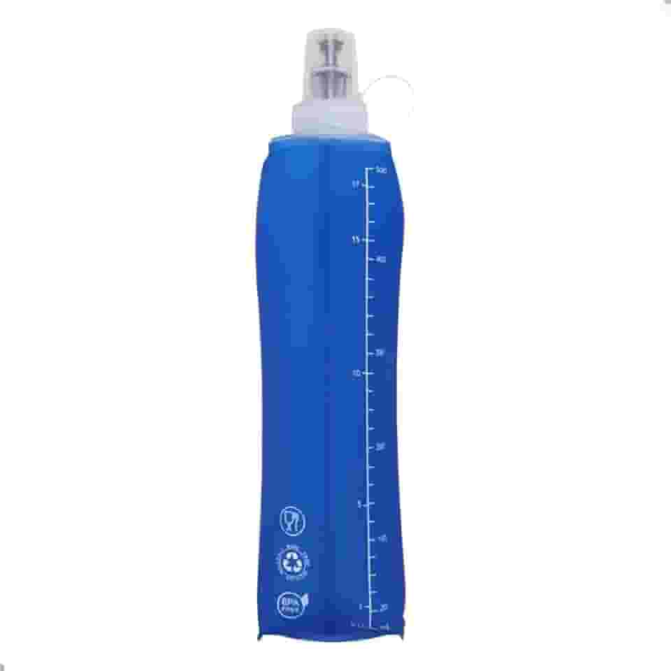 Garrafa Dobrável Soft Flash 500ml Squeeze Bico Anti Vazamento Corrida Bike Ciclismo Hidratação Reutilizável Livre de Bpa Tampa de Proteção Contra Sujeiras Todos Os Esportes (Azul)