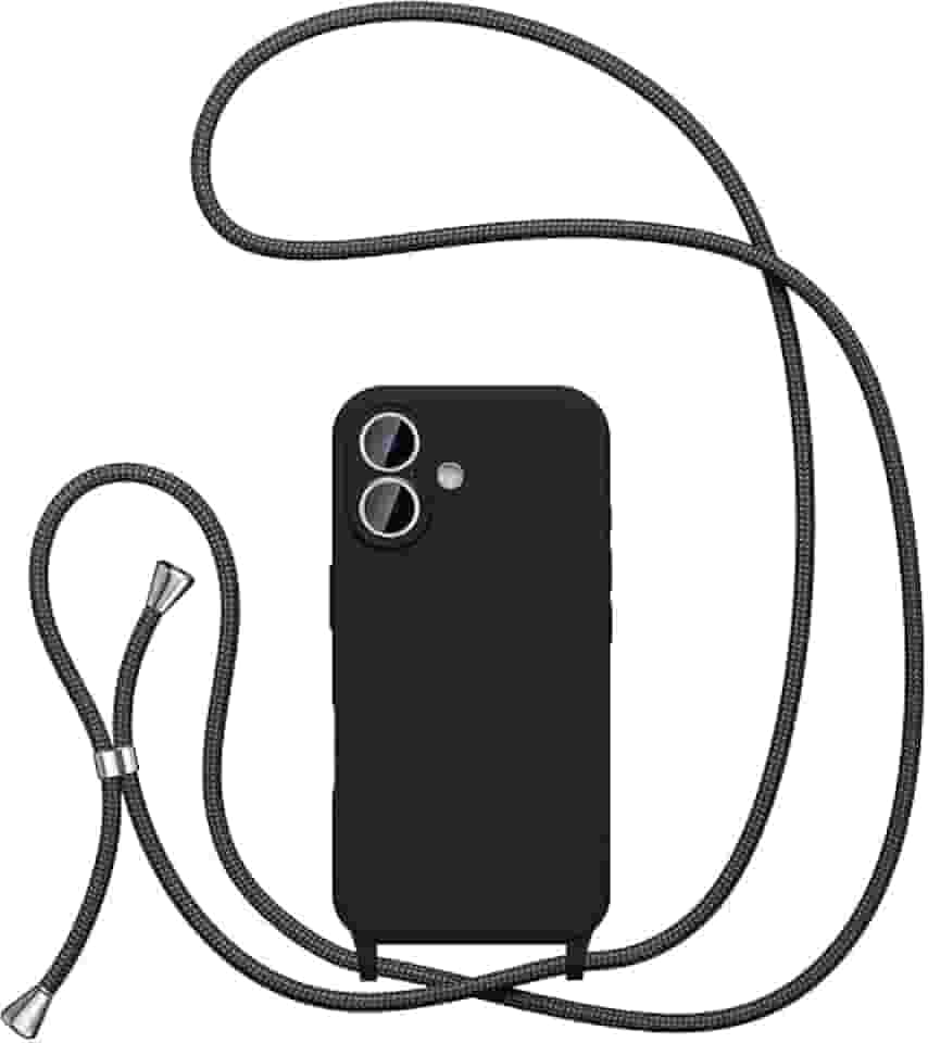 Case Capa Capinha Com Cordão Alça Transversal Para iPhone 17 NORMAL (PRETO)