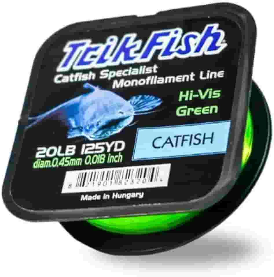 Trik Fish Linha de pesca de monofilamento especialista em peixe-gato – Hi-Vis Green – Linha de peixe-gato premium para pesca em água doce, linha de pesca mono forte e resistente à abrasão – Teste de 9