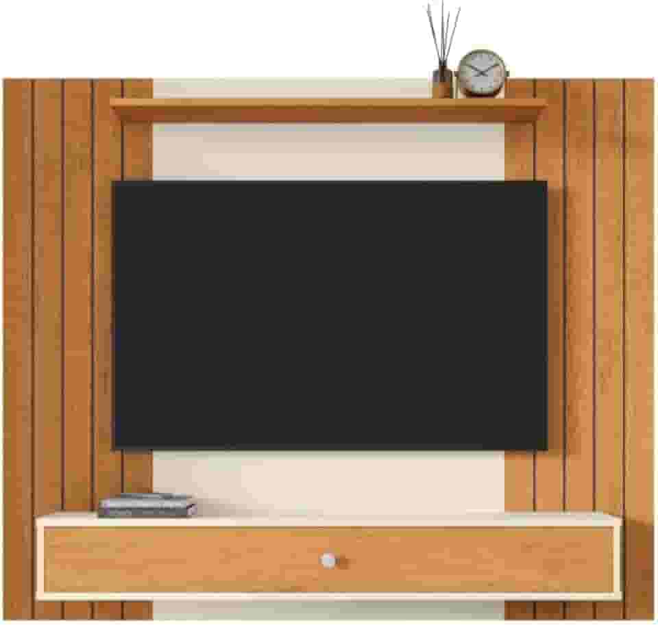 Painel Ripado Para Tv 43 Polegadas Berlim Com Gaveta Casa Jd (Off White Ripado)