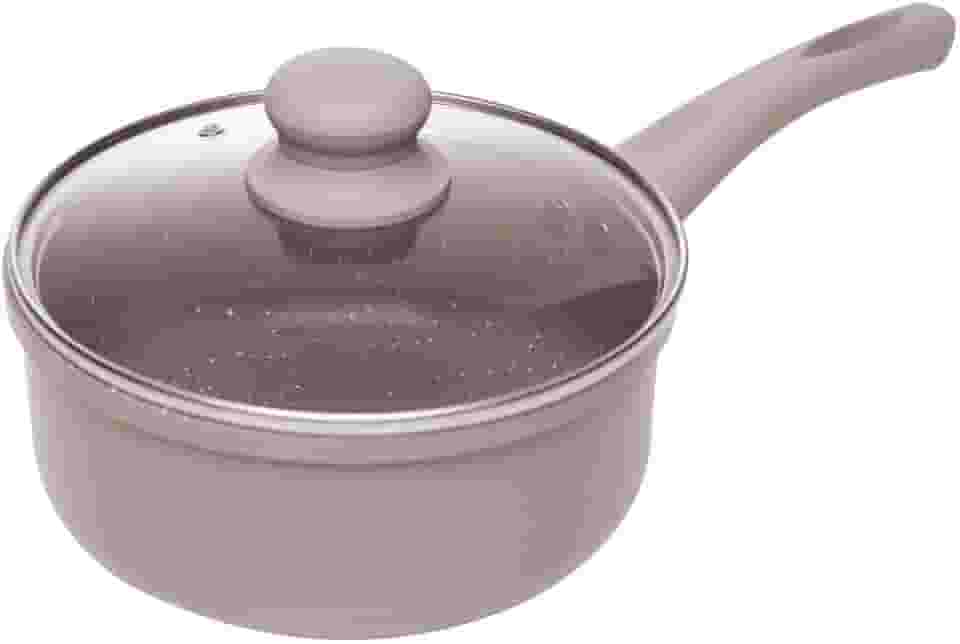 LYOR - Panela de Indução 16cm Taupe Alumínio com Revestimento Cerâmico e Tampa de Vidro