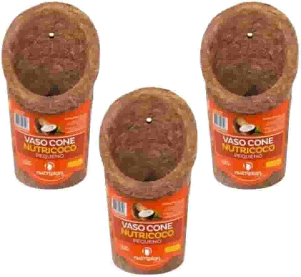 Nutriplan Kit com 3 Vasos Cone de Fibra de Coco para Orquídeas, 21,5 cm x 13 cm, Pequeno Suspenso Pendurar