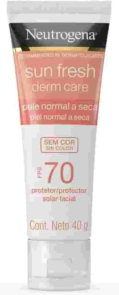 Protetor Solar Facial Para Pele Seca Neutrogena Sun Fresh Derm Care Sem Cor FPS 70, 40g