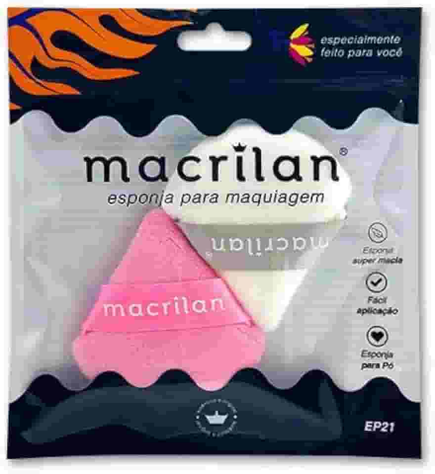 Macrilan Esponja Para Acabamento De Maquiagem Dupla Sem Latex Ep21 - Cores Sortidas