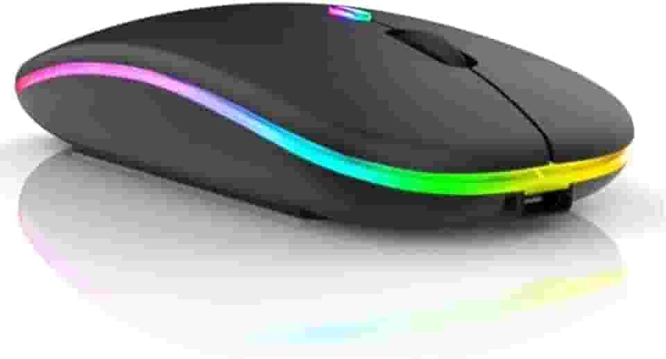 Mouse Sem Fio Recarregável Wireless Bluetooth Optico Led Rgb Colorido Ergonômico Usb 2.4 Ghz Notebook Computador Pc Desktop Linha Premium
