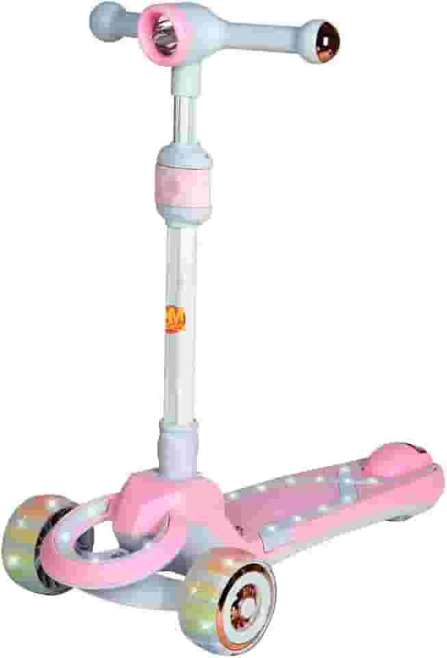 DM Toys Patinete Radical Luzes Ajustavel Lean-to-Steer 3 Rodas com Led e Som até 80kg Rosa