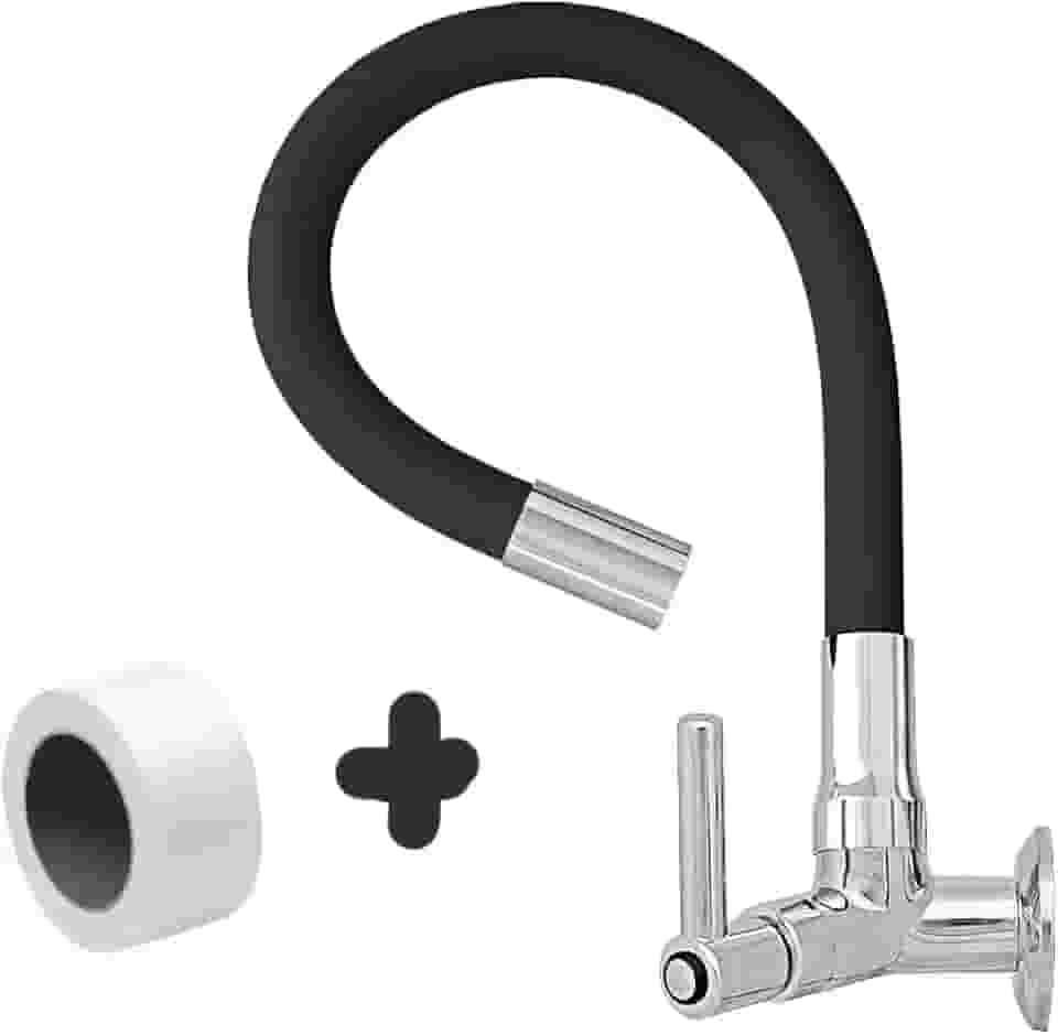 Torneira Gourmet Flexível de Cozinha Parede Preta 1/4 de Volta C51