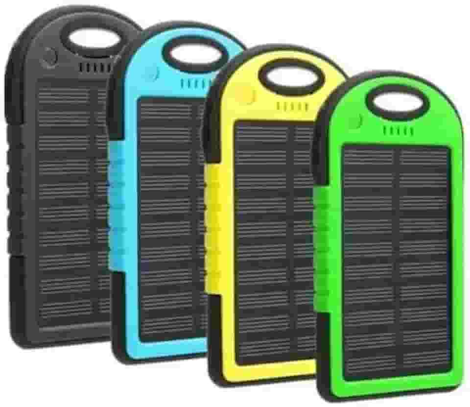 Power Bank Solar Portátil, 3.000mAh, Carregador Solar com LED, Cores Sortidas