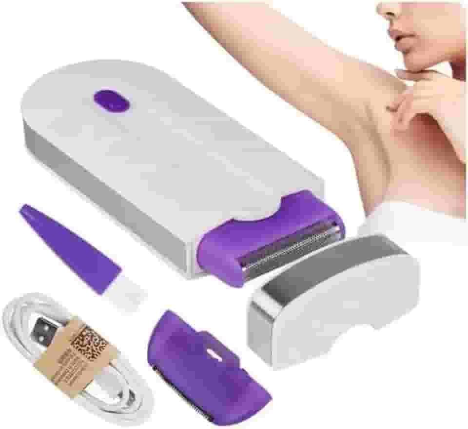 Mini Depilador Elétrico Recarregável para Rosto e Corpo – Indolor, Portátil, com Luz Touch e Cabeçotes Intercambiáveis | Remoção e Afinamento dos Pelos