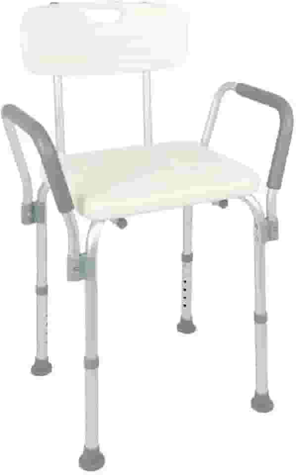 Cadeira de Banho com Encosto e Apoio para Braço – Banqueta Reforçada para Idoso, Adultos e Obesos até 135kg