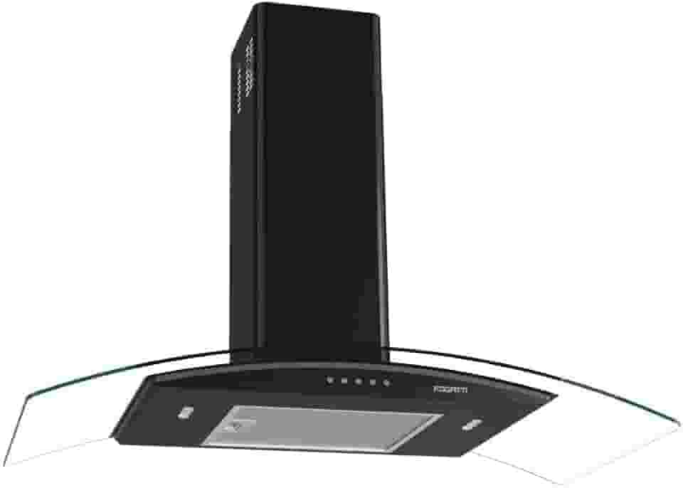 Coifa de Parede Vidro Curvo, Teclado Mecânico Fogatti, 80cm Black 220V
