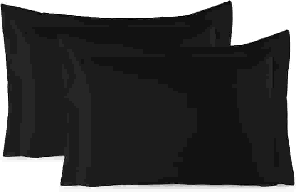 Kit 02 Fronhas Aba Americana Tecido Percal 400 Fios Antiácaro, Anti-pilling com Toque Macio - Preto