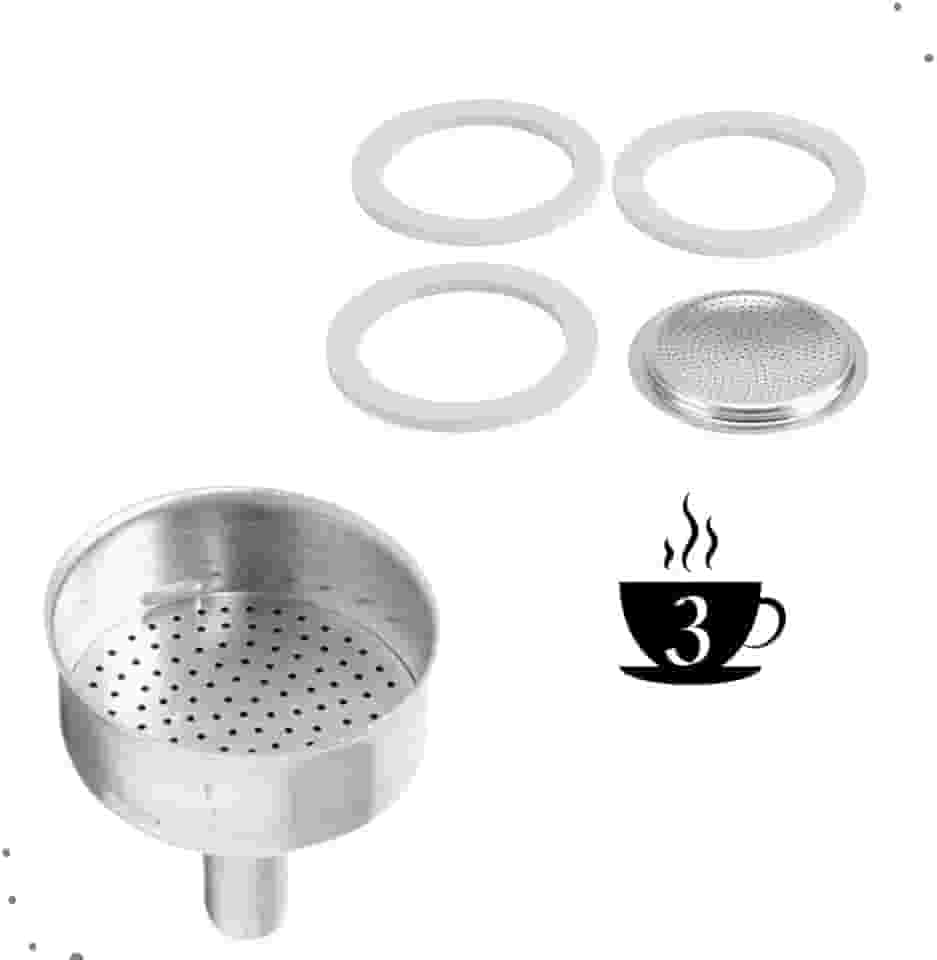 Kit Reparo Cafeteira Italiana 3 Xícaras Funil Filtro Borracha