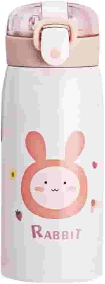 Garrafa Térmica Garrafinha Térmica Infantil Inox Canudo Trava 350 ml - Desenho Coelho - TYDA