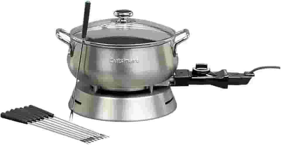 Panela Elétrica para Fondue Cuisinart 1000W em Aço Escovado Com acessórios 8 Garfos Elétrica 127V