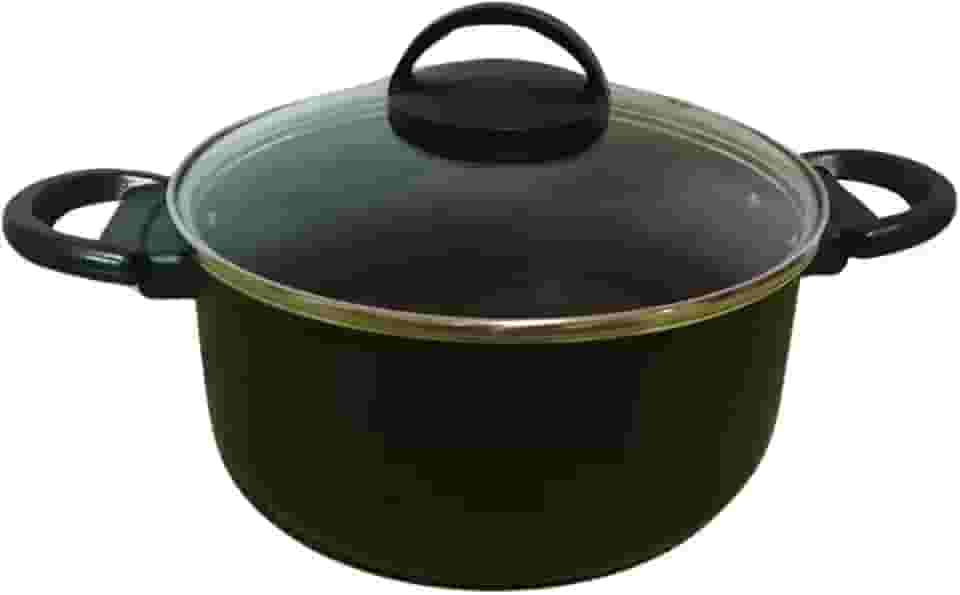 Panela Tacho Arroz Antiaderente Tampa De Vidro Arroz Feijão (PRETO)