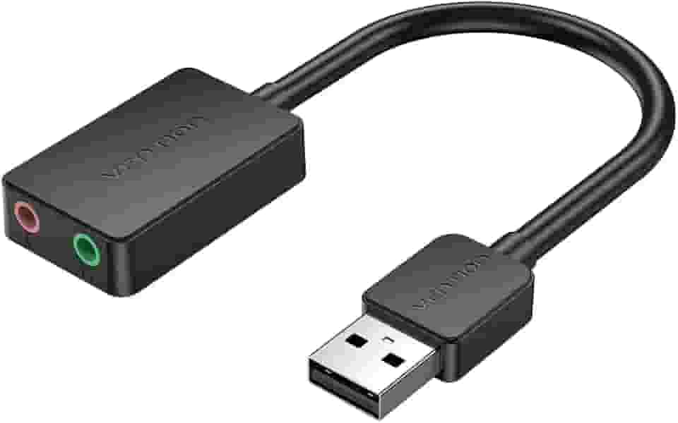 Placa de som USB Externa VENTION Para Headset, Computador, Notebook, Consoles, com Duas saídas Porta Para Fone e Microfone Áudio Som Estéreo 3,5 mm TRS P2 Cabo Auxiliar FONE de ouvido
