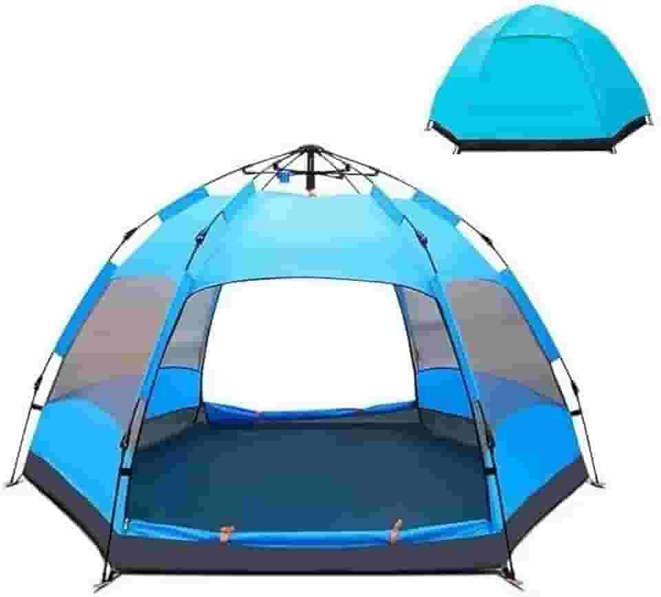 Barraca de Camping Automática 5-8 Pessoas, Impermeável, Ventilada, Azul