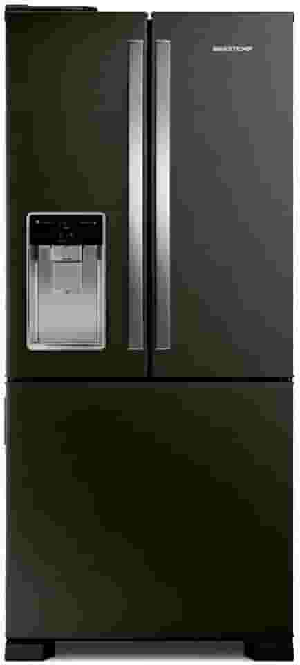 Geladeira Brastemp Eclipse Collection Frost Free Inverter French Door Água e Gelo na Porta 515 litros cor Black Inox - BRH85AE 110v