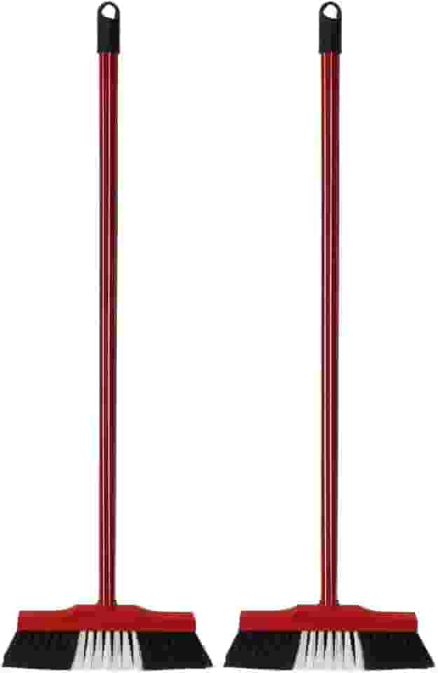 Kit 2 Vassouras de Pelo Sintético 30cm com Cabo e Base de Madeira – Leve, Resistente e Eficiente para Piso Liso – Ideal para Limpeza Doméstica Diária em Cozinha, Sala, Quarto e Ambientes Internos