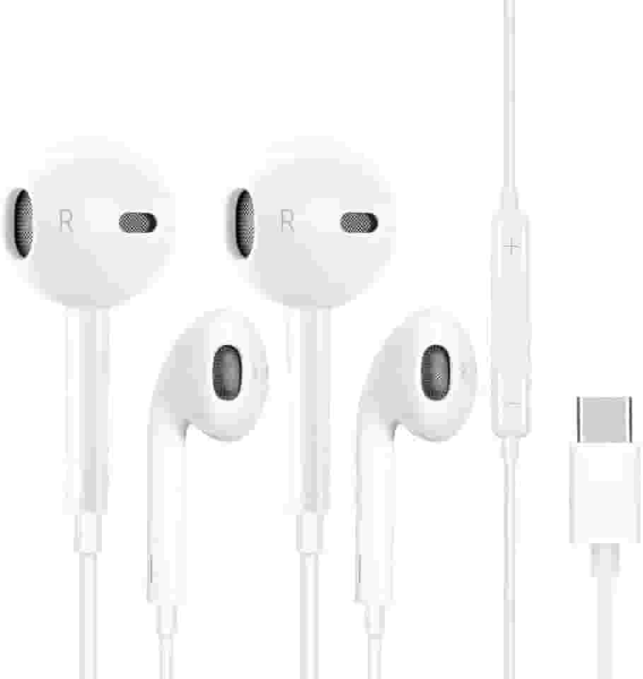 2 pacotes de fones de ouvido USB C versão atualizada, adequados para iPhone 17/16/15 Pro Max Plus tipo C, com microfone e volume ajustável, adequado para iPhone 16/15 Pro/iPad/Galaxy S23/S22/S21/S20