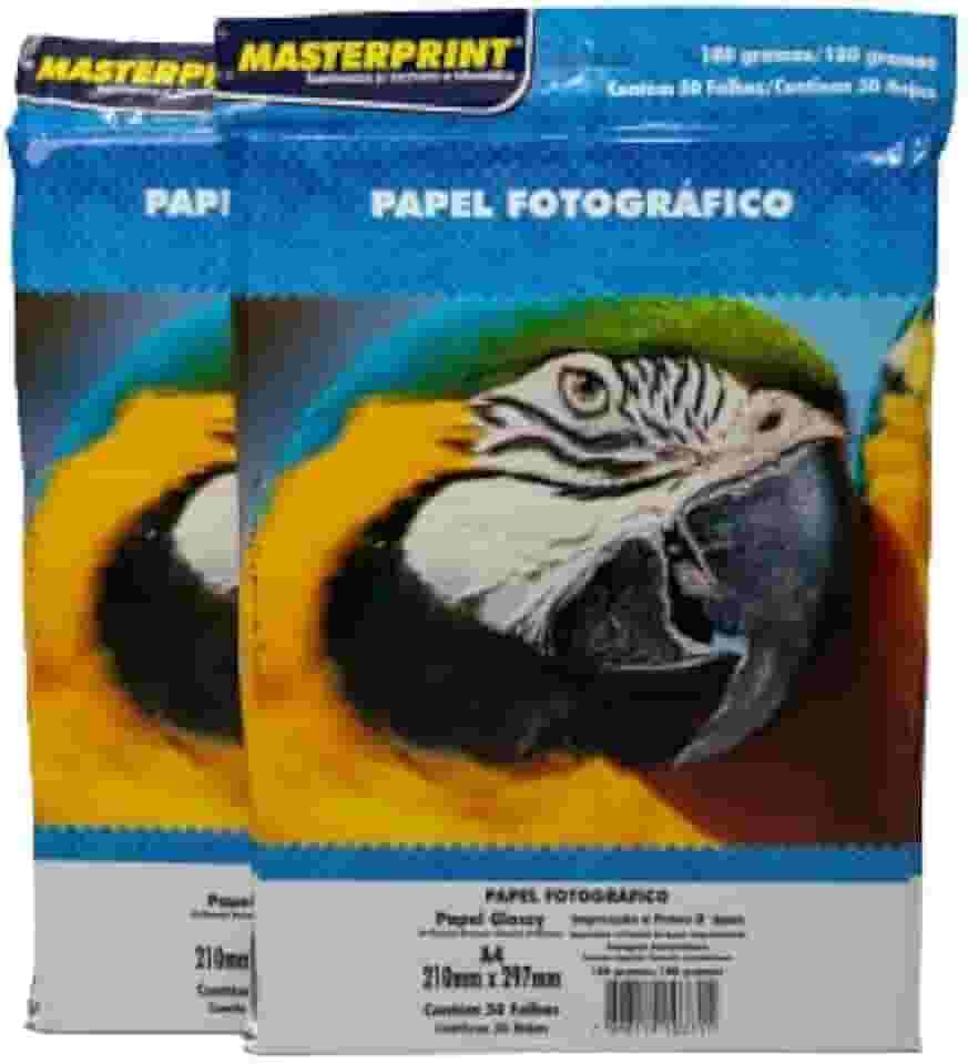 Papel Fotográfico 180 G Glossy Brilho A4 100 Folhas A Prova D'Água Masterprint