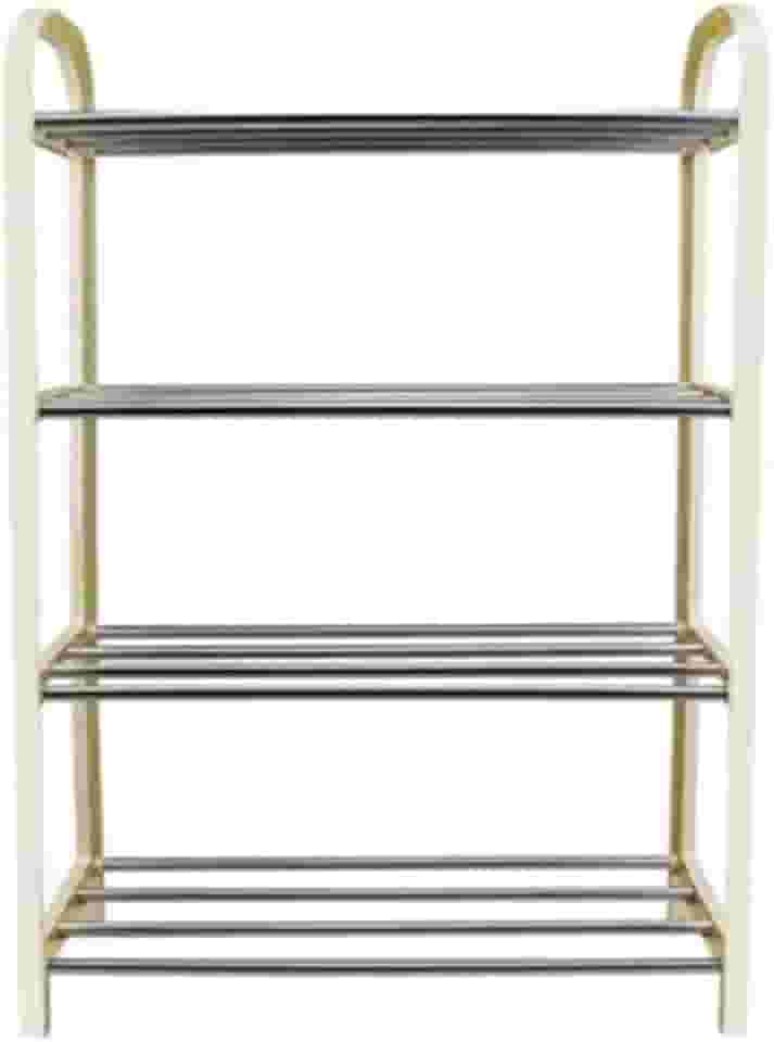 Sapateira Plástico Com Metal 4 Divisórias Desmontável (Branco)