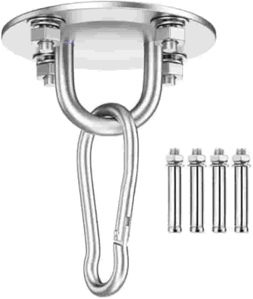Suporte de Teto, para Saco de pancada, Cadeiras de Balanço e Redes, Kit c Corrente e Mosquetões de Aço Inoxidáve, Capacidade 180 kg