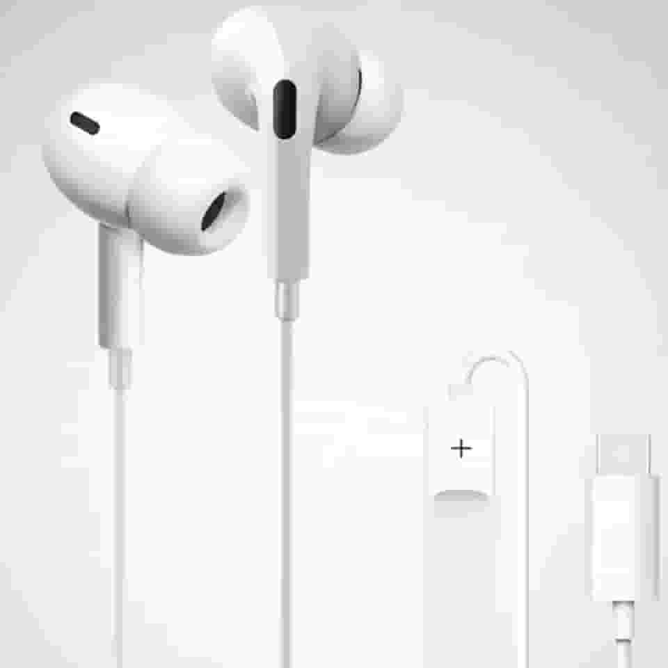 Fone de Ouvido Intra-Auricular USB-C com microfone, Graves Reforçados, Cabo 1,2m, Compatível com iPhone iOS, Samsung Androide, Ideal para Chamadas, Músicas e Vídeos, Cor Branco