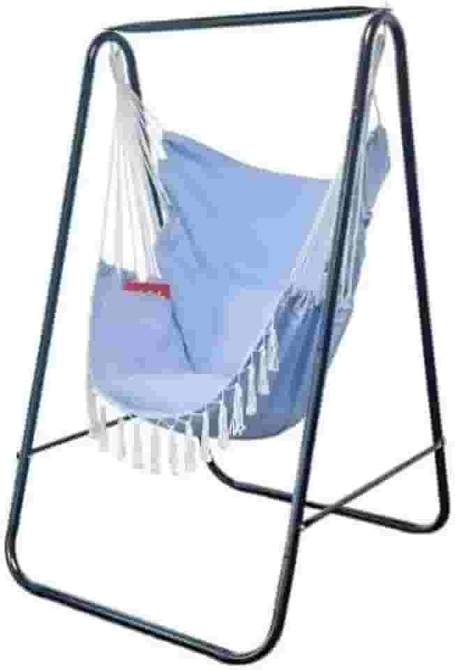 Suporte para Rede com Estrutura de Aço, Preto, 150cm x 100cm x 115cm, 6 Níveis de Altura, Capacidade 150kg, Pés Emborrachados