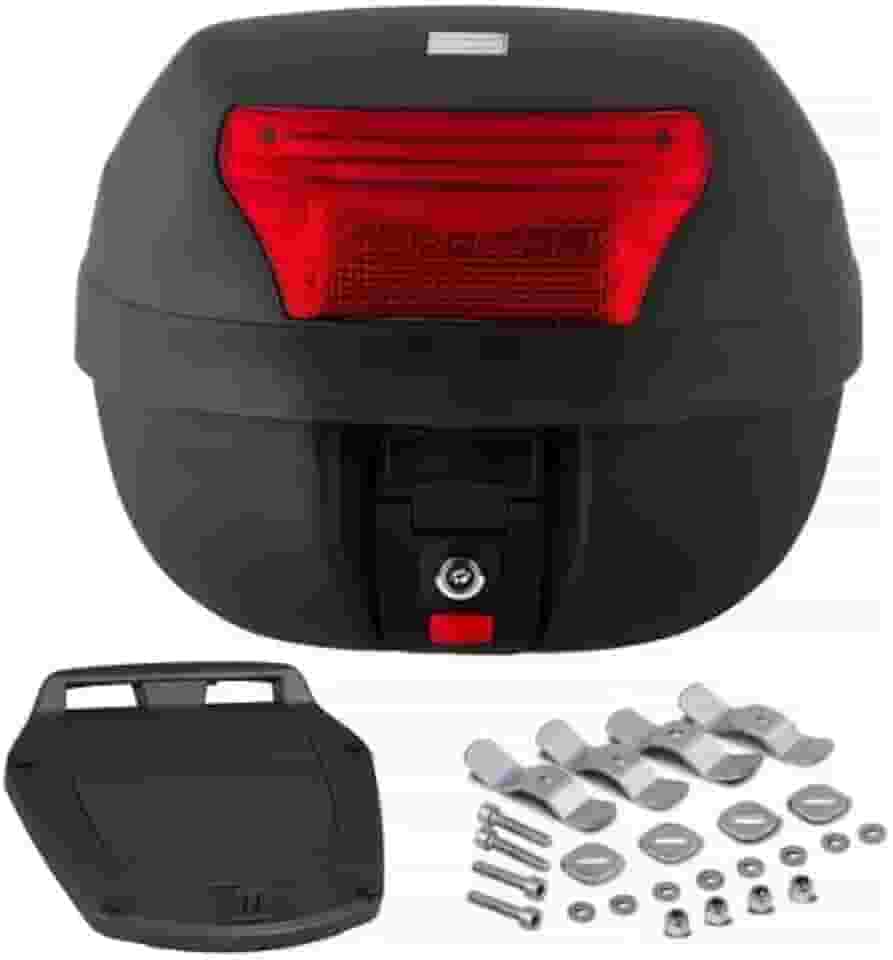 Bauleto 28 Litros Moto Traseiro Universal Removivel Pro Tork Lente Vermelha