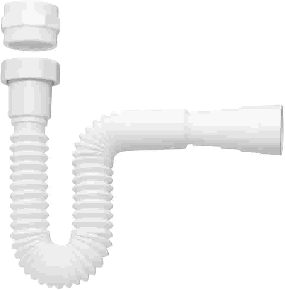 Sifão Sanfonado Universal, Branco, Compatível com Diâmetros 40mm e 50mm, Suporta 20°C a 90°C