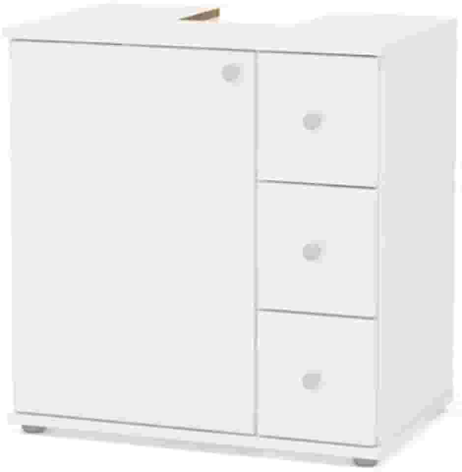 Balcão para Banheiro 1 Porta e 3 Gavetas Branco Politorno