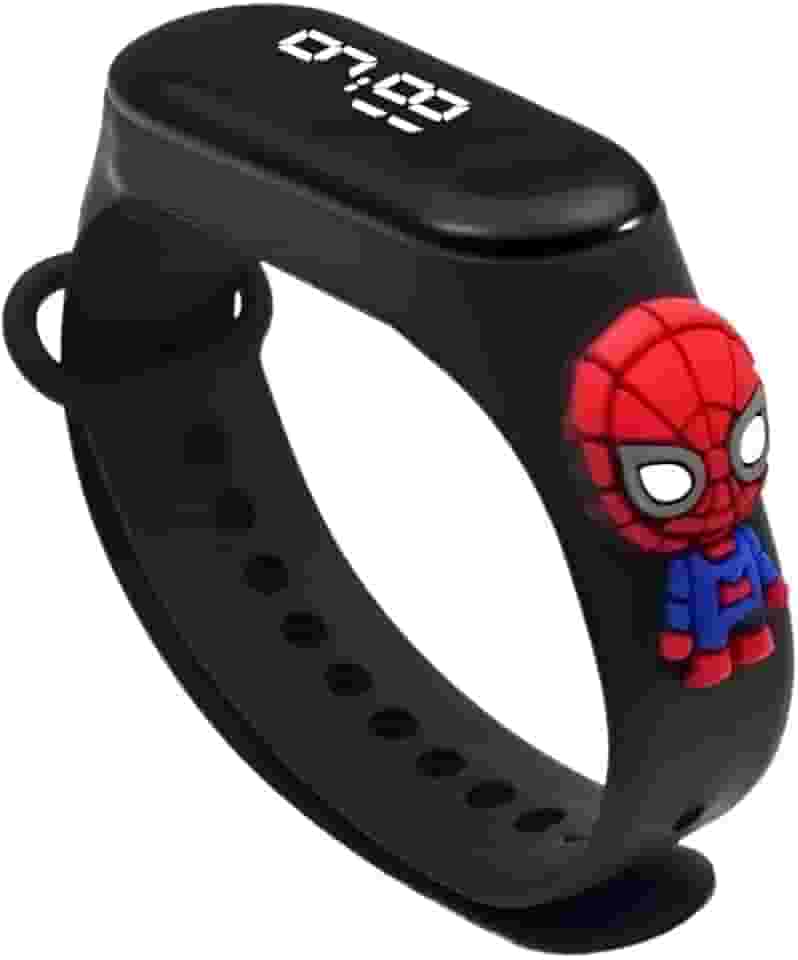 Relógio Digital LED Infantil, Personagens, À Prova D'água, Display LED, Pulseira de Silicone, Design Divertido
