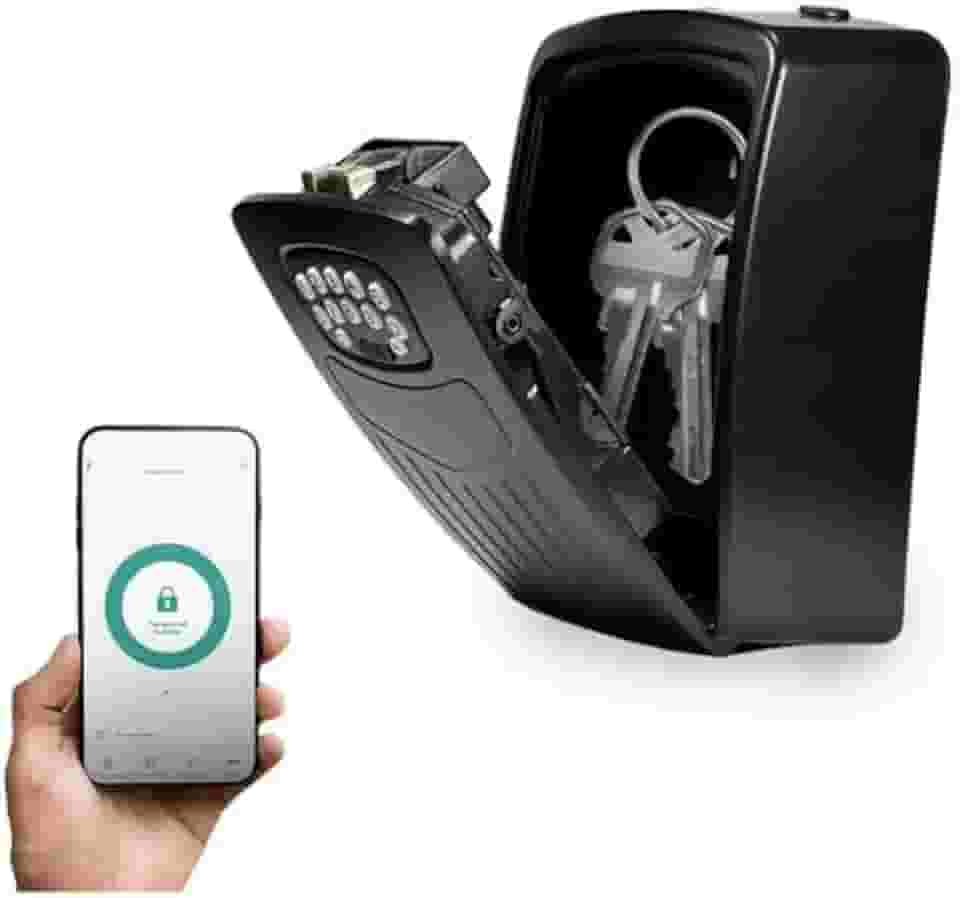 Mini Cofre Digital para Chaves, Bluetooth, Montagem em Parede, com App de Acesso Remoto, Ideal para Airbnb e Hotéis