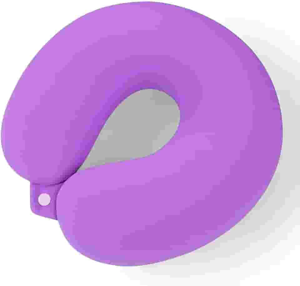 Almofada de Pescoço Travesseiro Cervical Ergonômico para Viagem Micropartículas Descanso (Lilás)