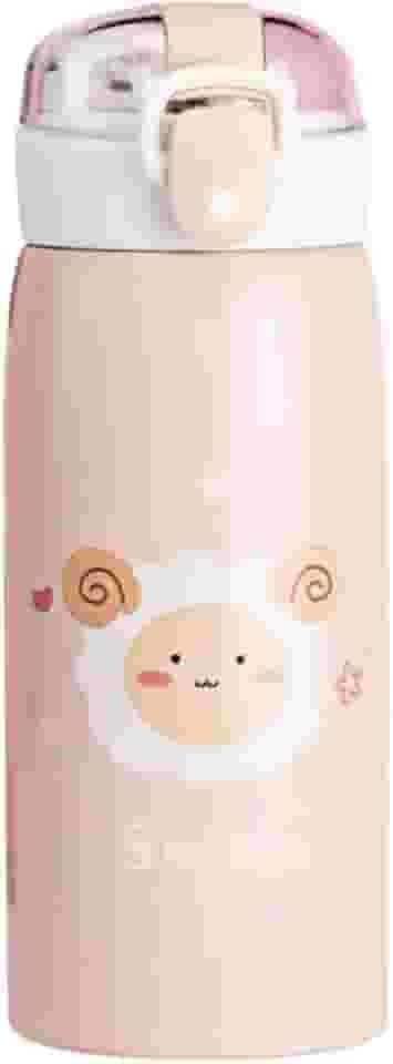 Garrafa Térmica Garrafinha Térmica Infantil Inox Canudo Trava 350 ml - Desenho Carneiro - TYDA
