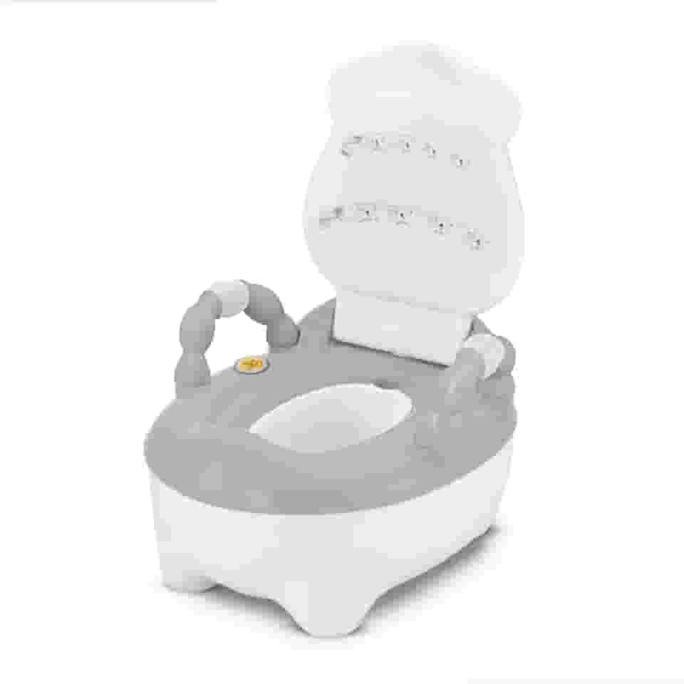 Troninho Infantil Prime Baby com Música Fazenda Penico Educativo com Depósito Removível Antiderrapante e Alças Giratórias para Desfralde (Branco)