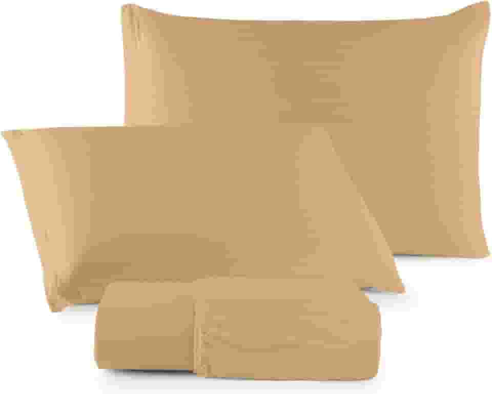 Jogo de Lençol Malha 100% Algodão com Elástico 2 ou 3 Peças Liso (Mostarda, Queen)