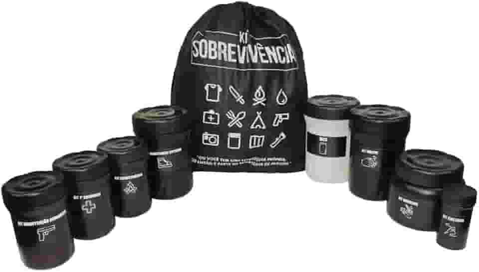 Kit Sobrevivência Atack One Completo Com 8 Potes, Diversos, Higiene, Costura, Primeiros Socorros, Sobrevivência, Manutenção de Coturno, Armamento e Extra