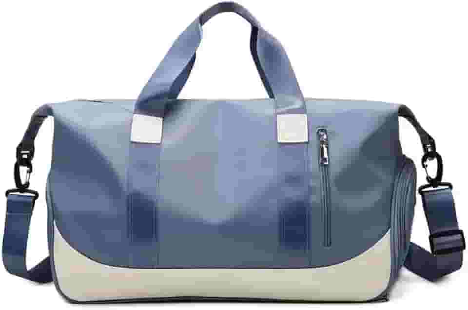 Bolsa de viagem portátil bolsa de bagagem de viagem de curta distância de grande capacidade leve separação seca e molhada bolsa de fitness esportiva impermeável (azul)